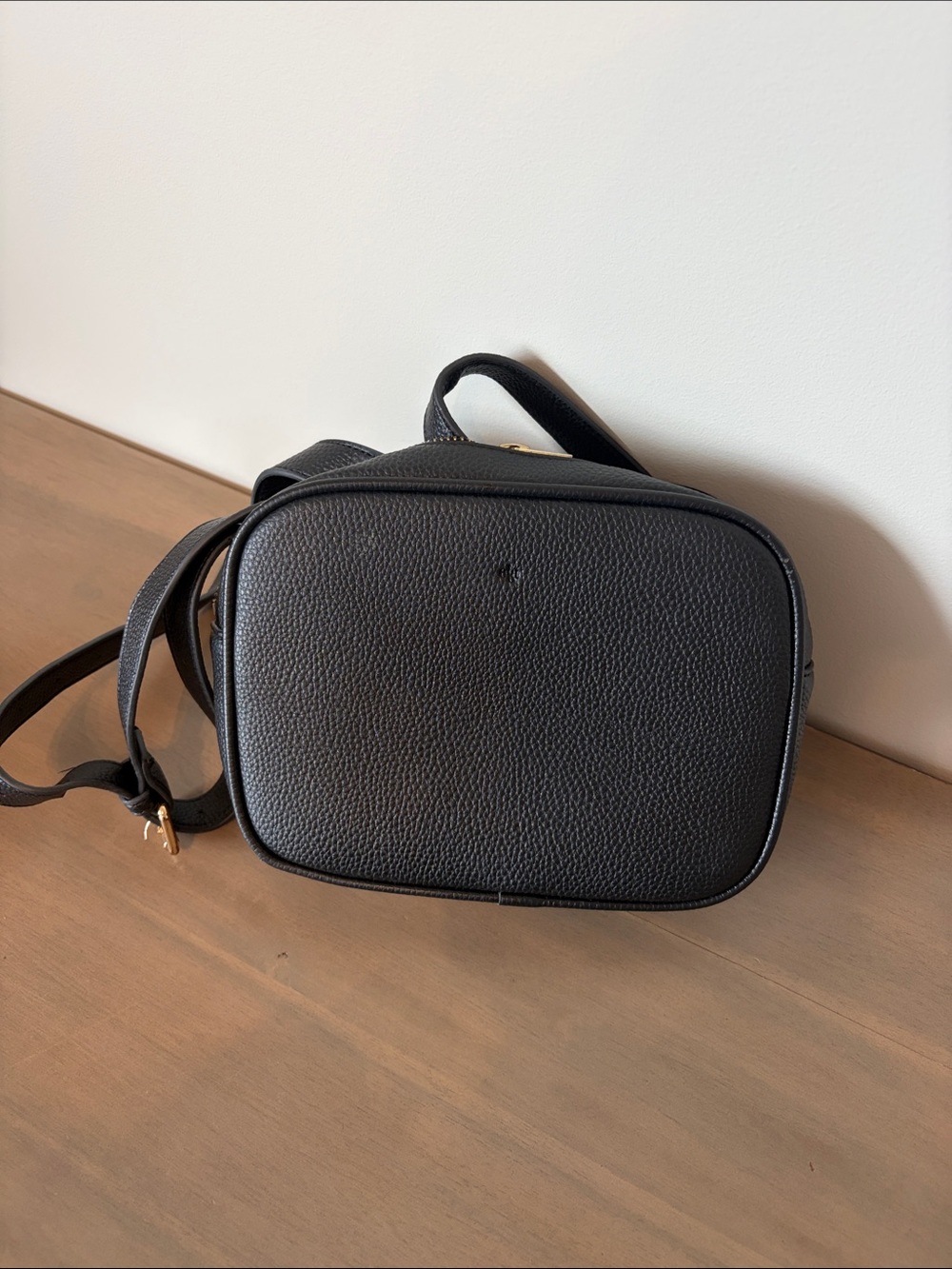 Pebbled Black Leather Crossbody Bag with Adjustable Strap